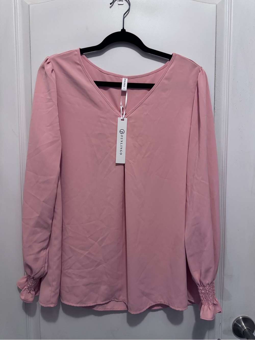 Penningtons Soft Pink V-Neck Long Sleeve Blouse